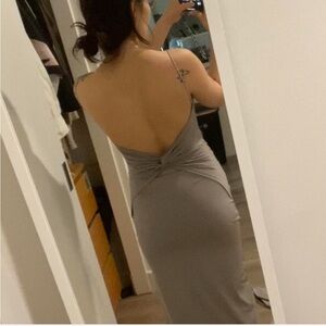Elegant Gray Backless Dress